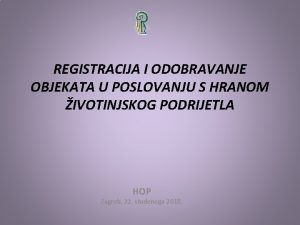 Registracija objekta u poslovanju s hranom