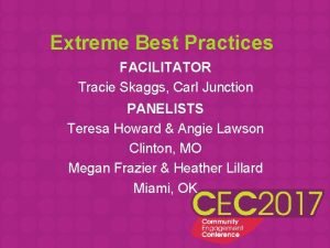 Extreme Best Practices FACILITATOR Tracie Skaggs Carl Junction