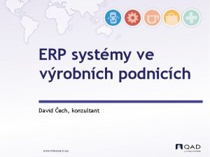 ERP systmy ve vrobnch podnicch David ech konzultant