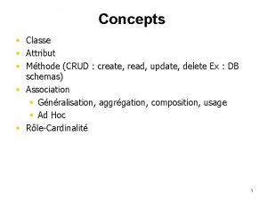 Concepts Classe Attribut Mthode CRUD create read update
