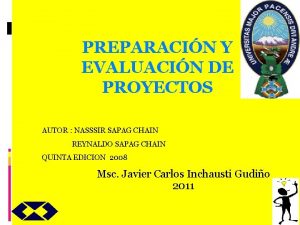 PREPARACIN Y EVALUACIN DE PROYECTOS AUTOR NASSSIR SAPAG