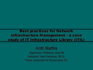 Network infrastructure best practices