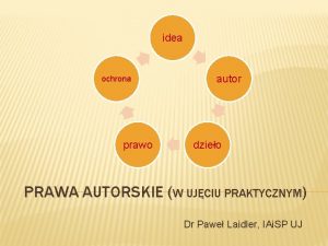 idea ochrona prawo autor dzieo PRAWA AUTORSKIE W