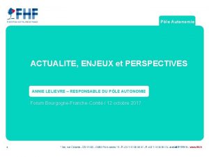 Ple Autonomie ACTUALITE ENJEUX et PERSPECTIVES ANNIE LELIEVRE