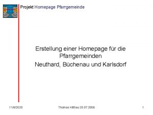Projekt Homepage Pfarrgemeinde Erstellung einer Homepage fr die