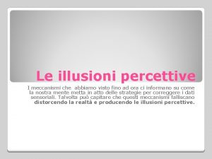 Le illusioni percettive I meccanismi che abbiamo visto