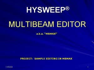 HYSWEEP MULTIBEAM EDITOR a k a MBMAX PROJECT