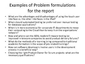 Problem formulation examples