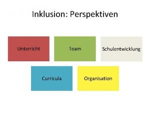 Inklusion Perspektiven Unterricht Team Curricula Schulentwicklung Organisation Schulentwicklung