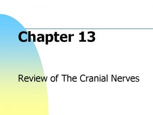 Chapter 13 Review of The Cranial Nerves Cranial