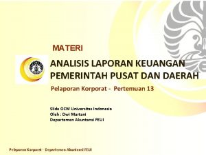 Materi analisis laporan keuangan pemerintah daerah