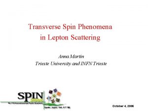 Transverse Spin Phenomena in Lepton Scattering Anna Martin