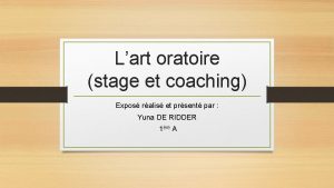 Lart oratoire stage et coaching Expos ralis et