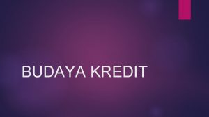 Budaya kredit