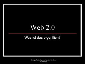 Web 2 0 Was ist das eigentlich Rosinger