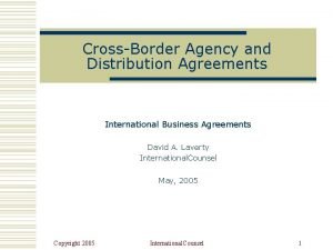 CrossBorder Agency and Distribution Agreements International Business Agreements