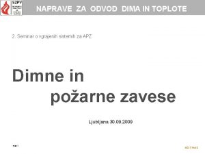 Odvod dima in toplote Odvod dima in toplote