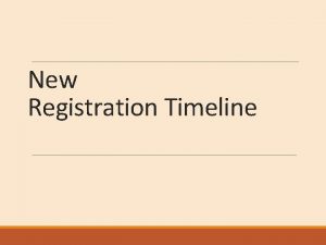 New Registration Timeline Registration timeline is changing Who