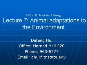 BIOL 4120 Principles of Ecology Lecture 7 Animal