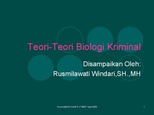 TeoriTeori Biologi Kriminal Disampaikan Oleh Rusmilawati Windari SH