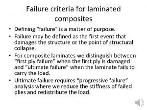Failure criteria for laminated composites Defining failure is