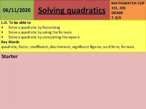 Completing the square mathswatch