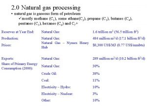 2 0 Natural gas processing natural gas is