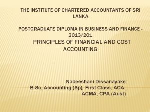 THE INSTITUTE OF CHARTERED ACCOUNTANTS OF SRI LANKA