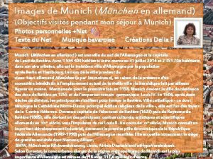 Images de Munich Mnchen en allemand Objectifs visits