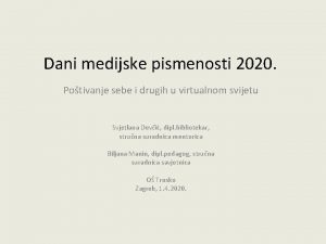 Dani medijske pismenosti 2020 Potivanje sebe i drugih