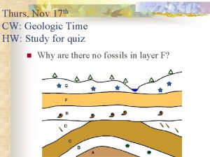 Thurs Nov 17 th CW Geologic Time HW