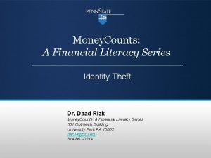 Money Counts A Financial Literacy Series Identity Theft