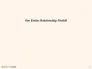 Das EntityRelationshipModell Prof Dr T Kudra 1 Datenmodelle