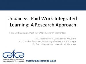 Unpaid vs Paid WorkIntegrated Learning A Research Approach