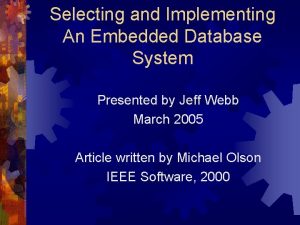 Embedded database systems