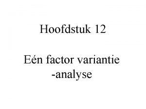 Variantie analyse