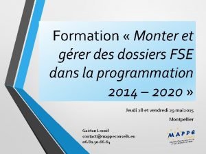 Formation Monter et grer des dossiers FSE dans