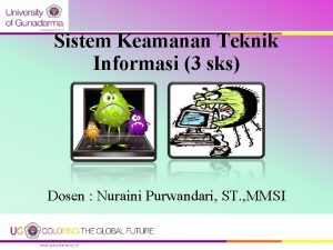 Sistem Keamanan Teknik Informasi 3 sks Dosen Nuraini