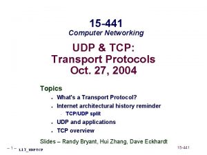 15 441 Computer Networking UDP TCP Transport Protocols