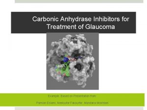 Carbonic Anhydrase Inhibitors for Treatment of Glaucoma Example