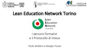 Lean Education Network Torino I percorsi formativi e