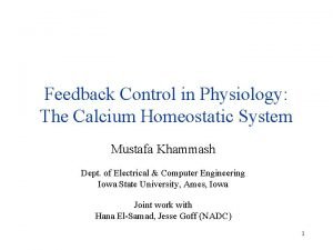 Feedback Control in Physiology The Calcium Homeostatic System