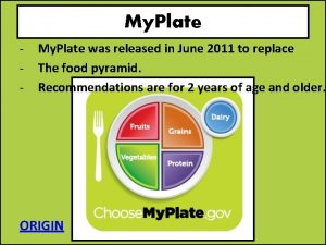 My Plate My Plate was released in June