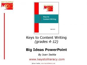 Keys to literacy keys to content writing