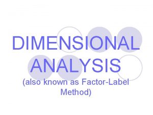 Dimensional analysis step by step method
