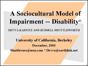 Sociology of disability