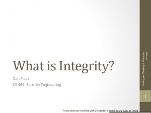 Dan Fleck CS 469 Security Engineering Coming up