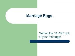 Marriage Bugs Getting the BUGS out of your