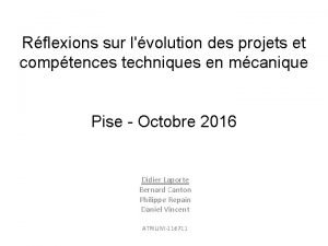 Rflexions sur lvolution des projets et comptences techniques