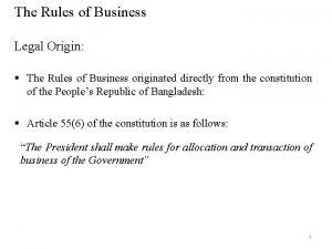 The Rules of Business Legal Origin The Rules